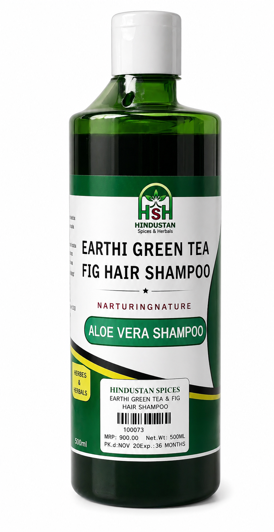 Earth Green Tea & Fig Hair Shampoo – Anti-Dandruff Herbal Shampoo for Clean Scalp & Healthy Hair | 500ml