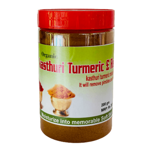 Kasthoori Turmeric & Red Sandal Powder – Herbal Face Pack for Clear Skin, Glow & Blemish Care (കസ്തൂരി മഞ്ഞൾ / लाल चंदन) | 200g