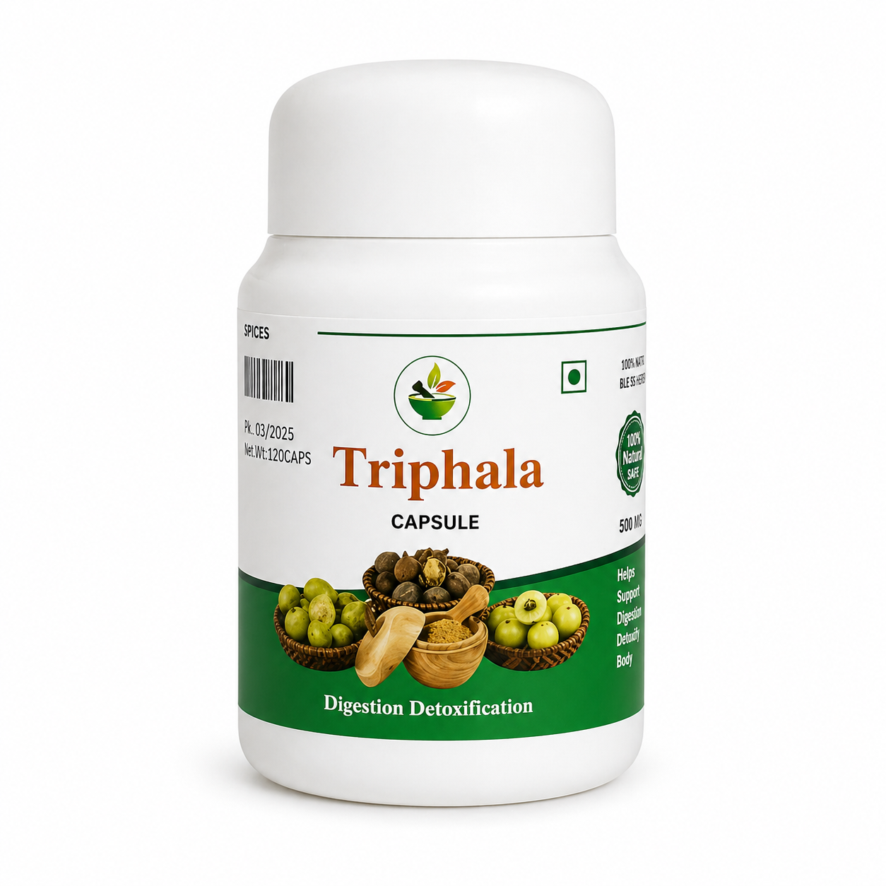 Triphala Capsules – Ayurvedic Digestive Support for Constipation & Gut Health | 120 Capsules
